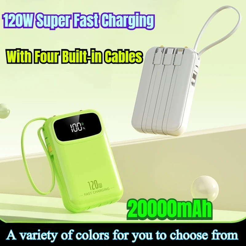 

20000mAh 120W Super Fast Charging Power Bank with Four Built-in Cables