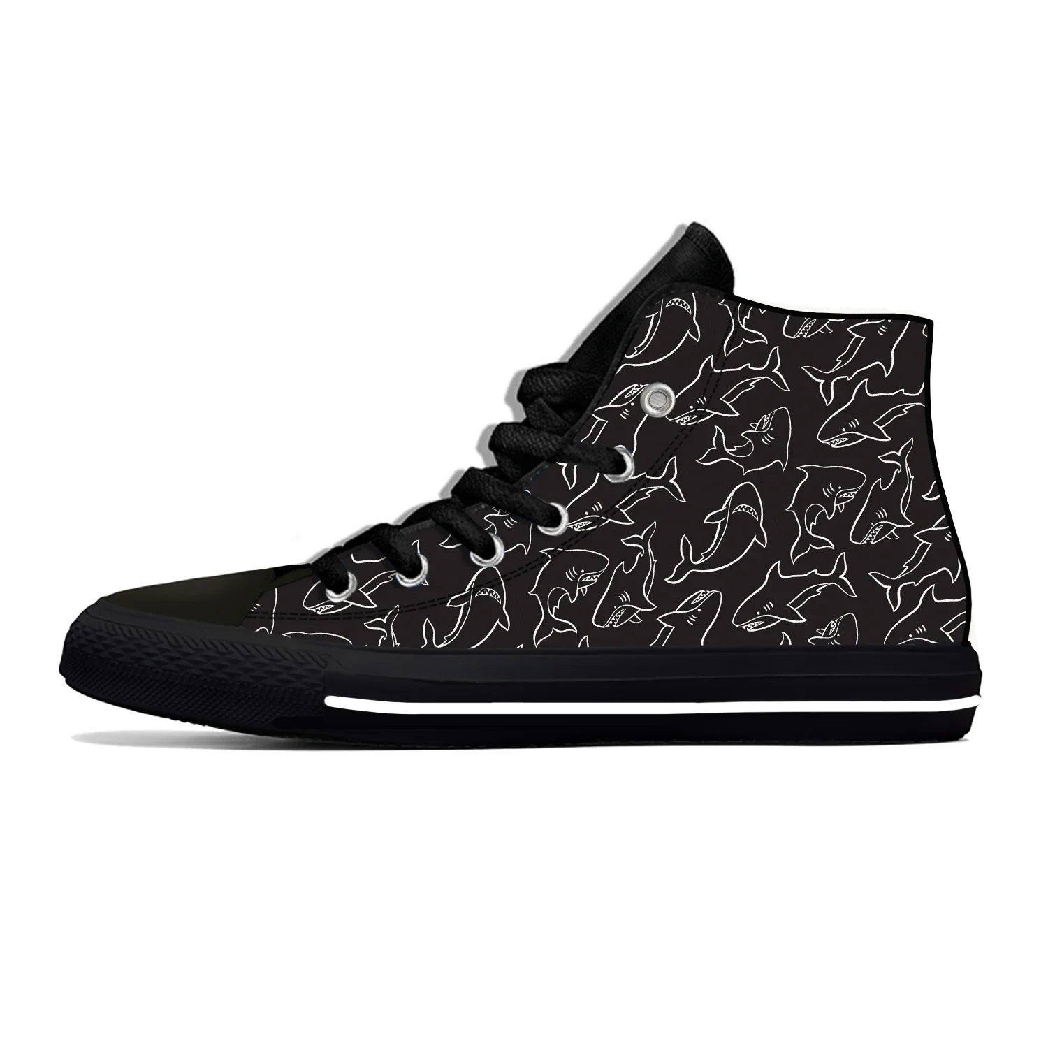 Zapatos de lona con estampado 3D de tiburón y Animal para hombre y mujer, zapatillas deportivas transpirables informales, de tela ligera, a la moda