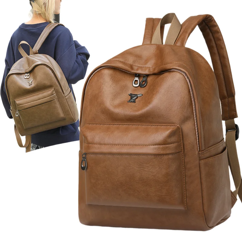 

Retro soft leather backpack for women 2025 new casual simple large capacity travel backpack for commuting women backpack