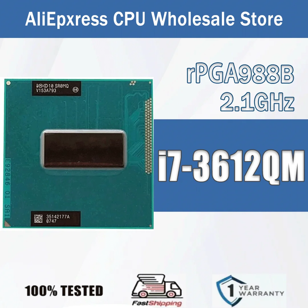 Procesador Intel Core i7-3612QM SR0MQ 2.1GHz 4 Núcleos 8 Subprocesos 6M 35W i7 3612QM para Computadora/Servidor Socket G2 / rPGA988B