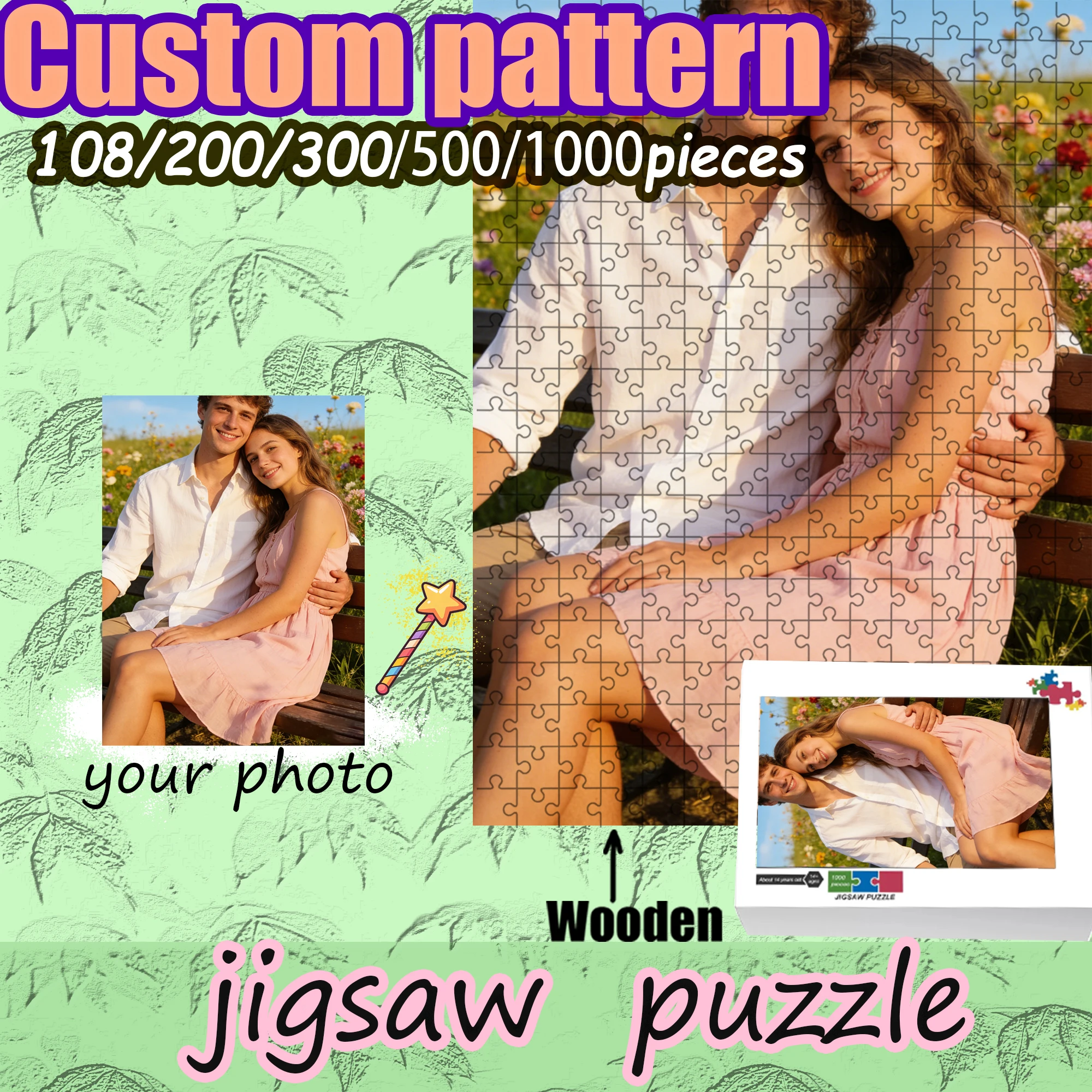 

Custom 108/200/300/500/1000pieces jigsaw puzzle, custom photo, wooden, high quality, Birthday gift,Quirky Souvenir Collection