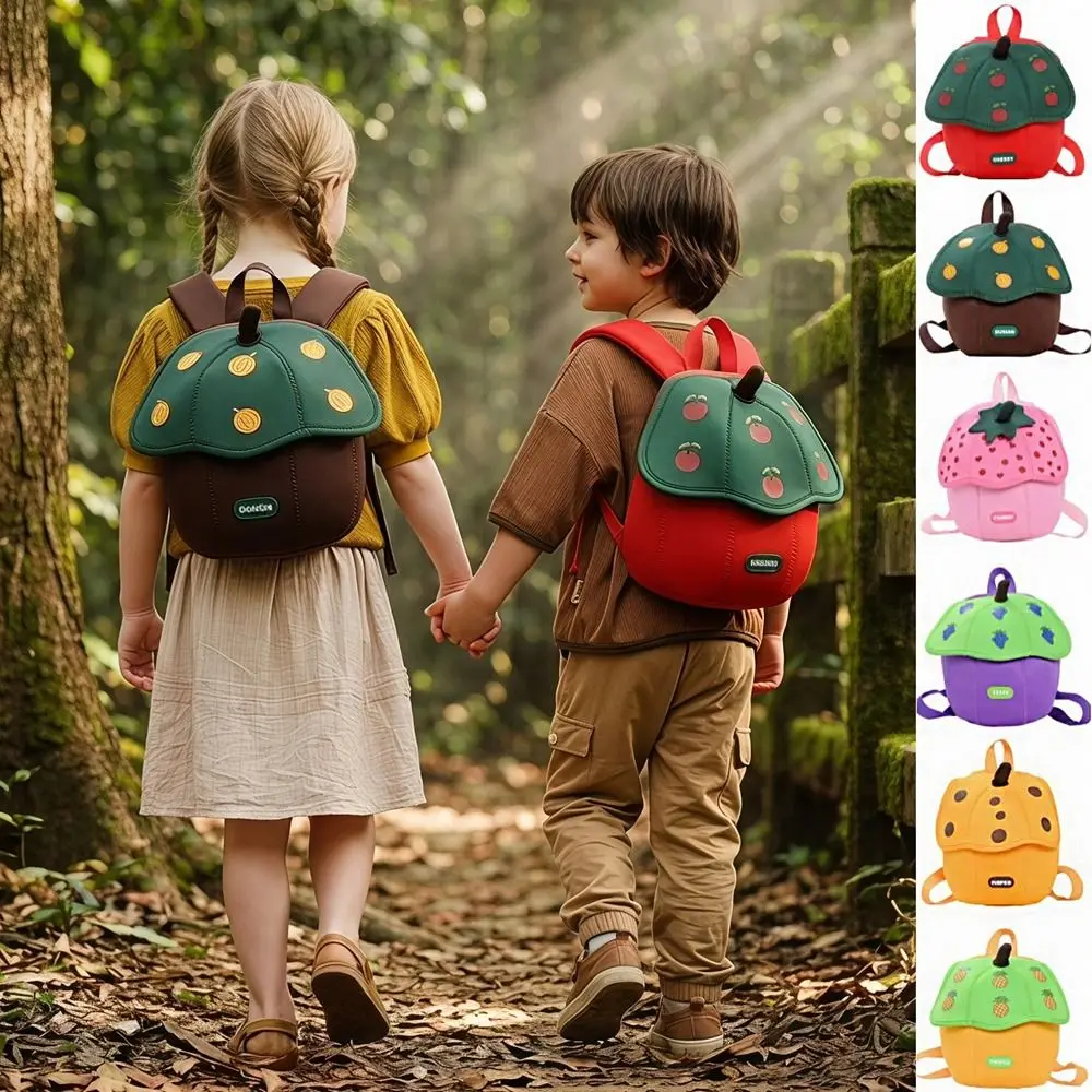 Double Shoulder Fruits Mushroom Backpack Large Capacity Schoolbag Kindergarten Backpack Cartoon Korean Style Children School Bag