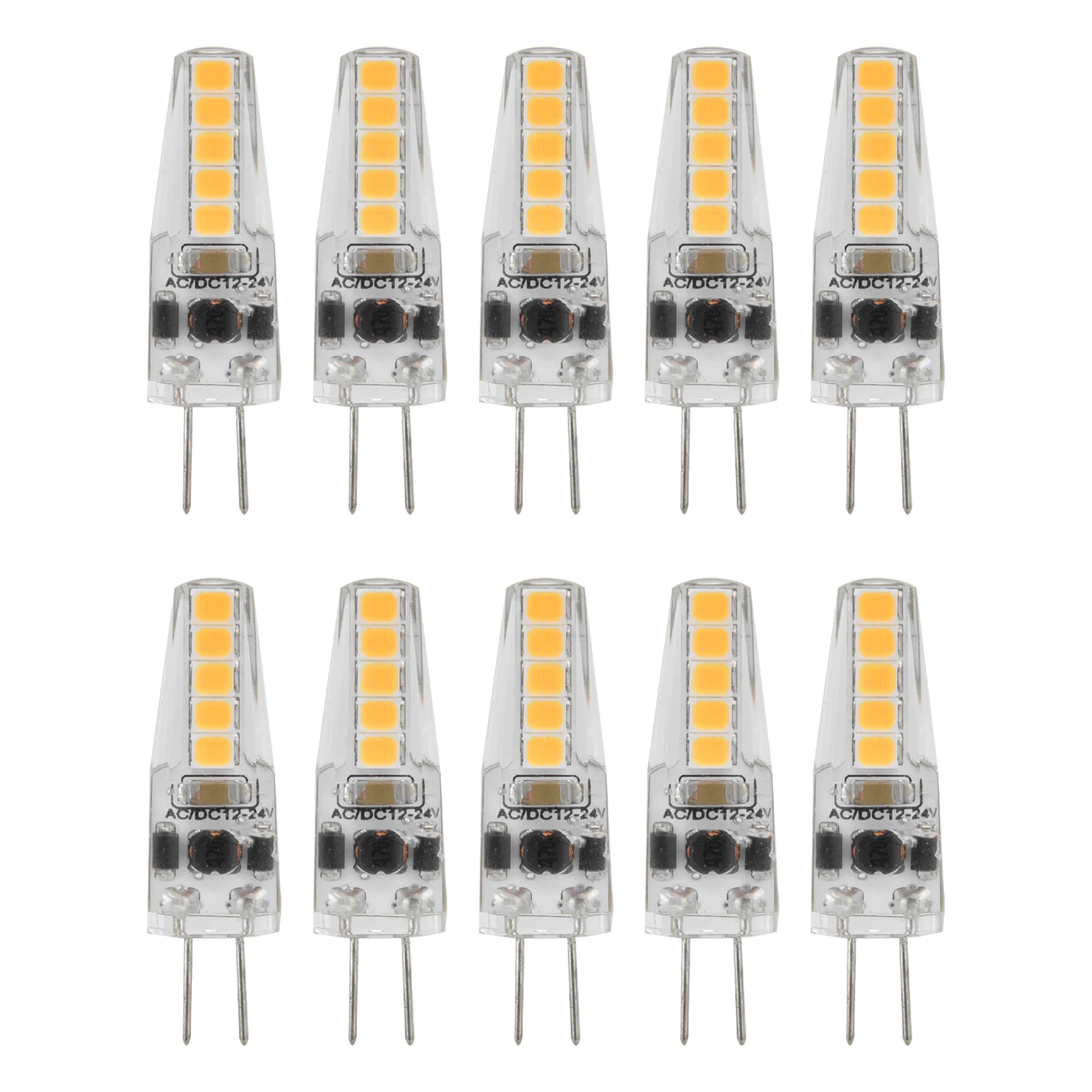 

10pcs G4 LED Bulbs 2W Bi Pin Base Dimmable Bulbs For Chandelier Ceiling Lamp Table Lamp Warm White 3000K AC 12‑24V