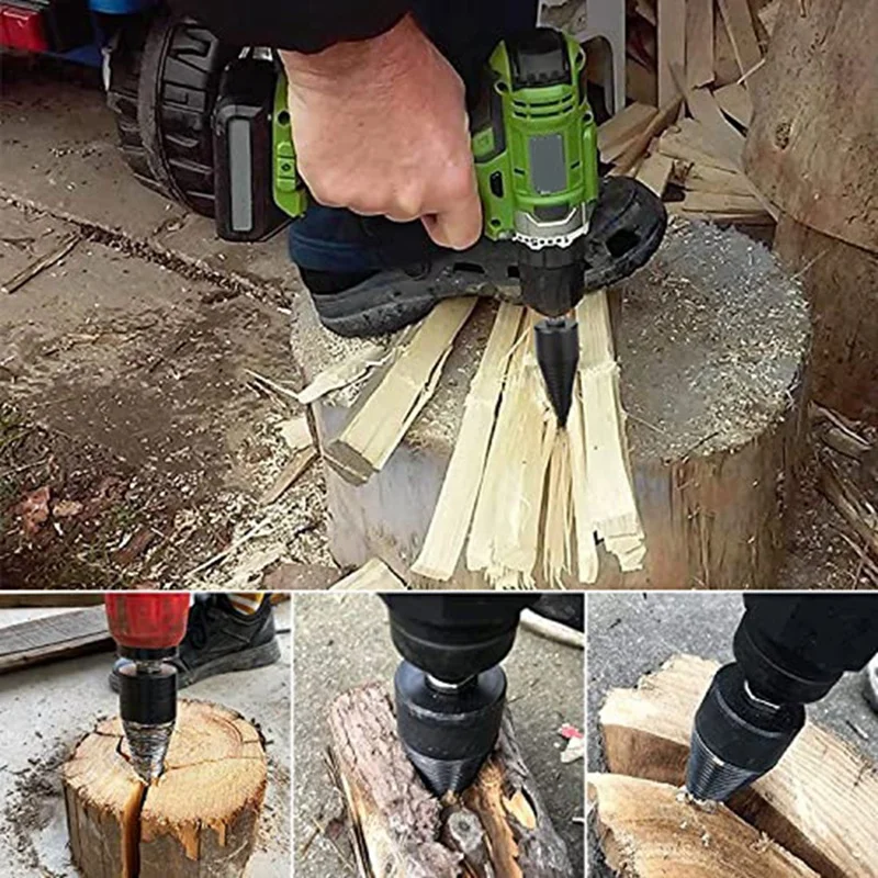 Firewood Splitter Simple Wood Splitter Removable Drill Bit Heavy-Duty Electric Drill Screwdriver Firewood Splitter Bit