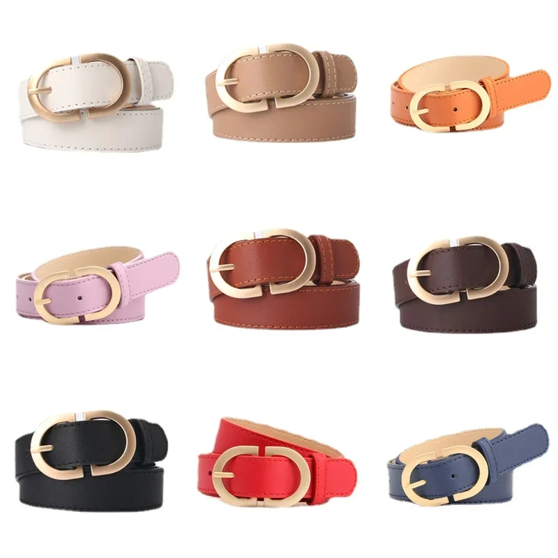 Fashion Pu Leather Waist Belts Women for Jeans Double D Buckle Ladies Belt for Dresses 10 Colors Available Wild Waistband Ladies