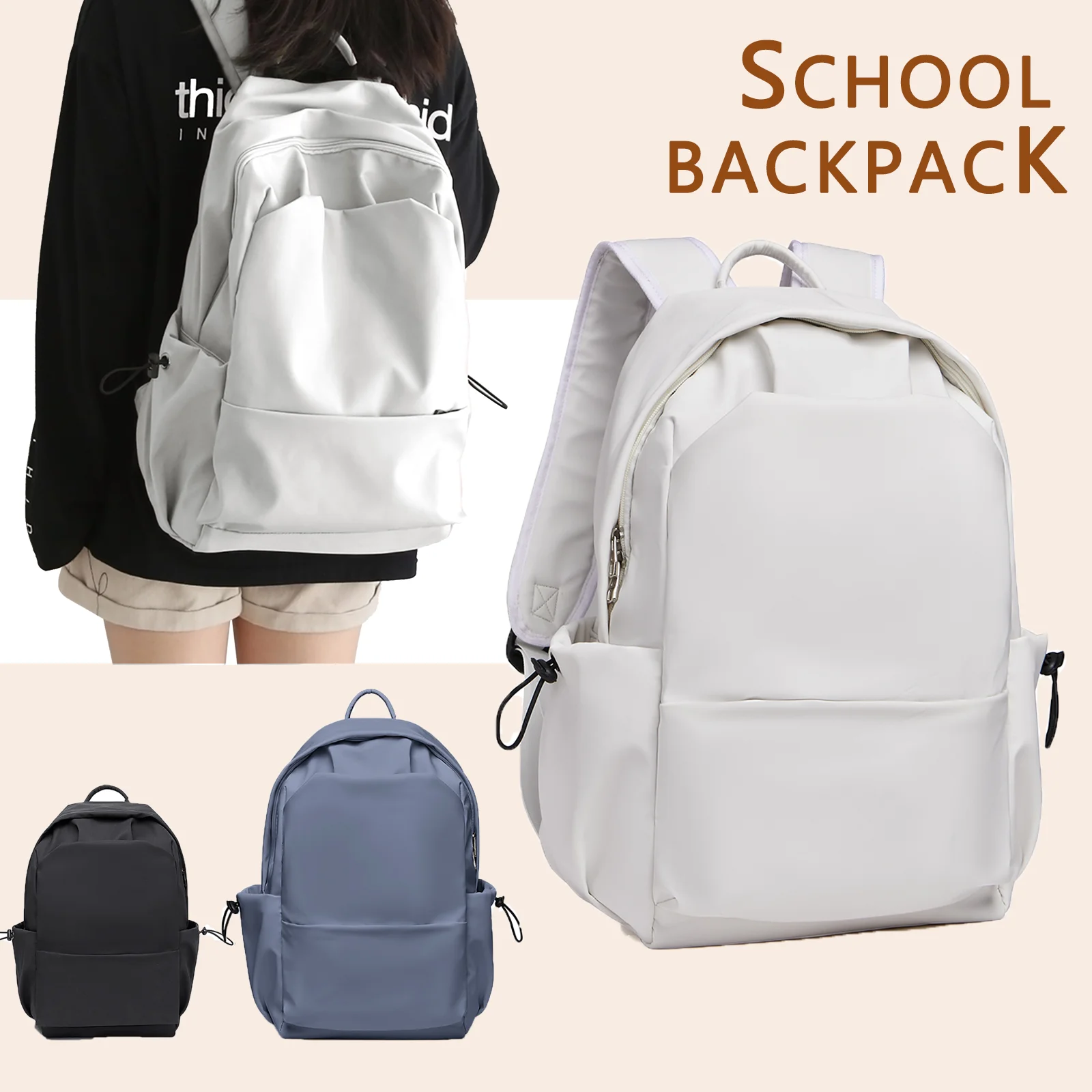 Women Laptop Backpacks Solid School Bag for Girls Teens Large Capacity Bookbags Trendy Ulzzang Harajuku Mochila Waterproof Bags