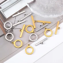 5 Sets Stainless Steel Toggle Jewelry OT Clasps Connectors Flat Round Toggle T Bar Clasp DIY Necklace Bracelet Earring Findings