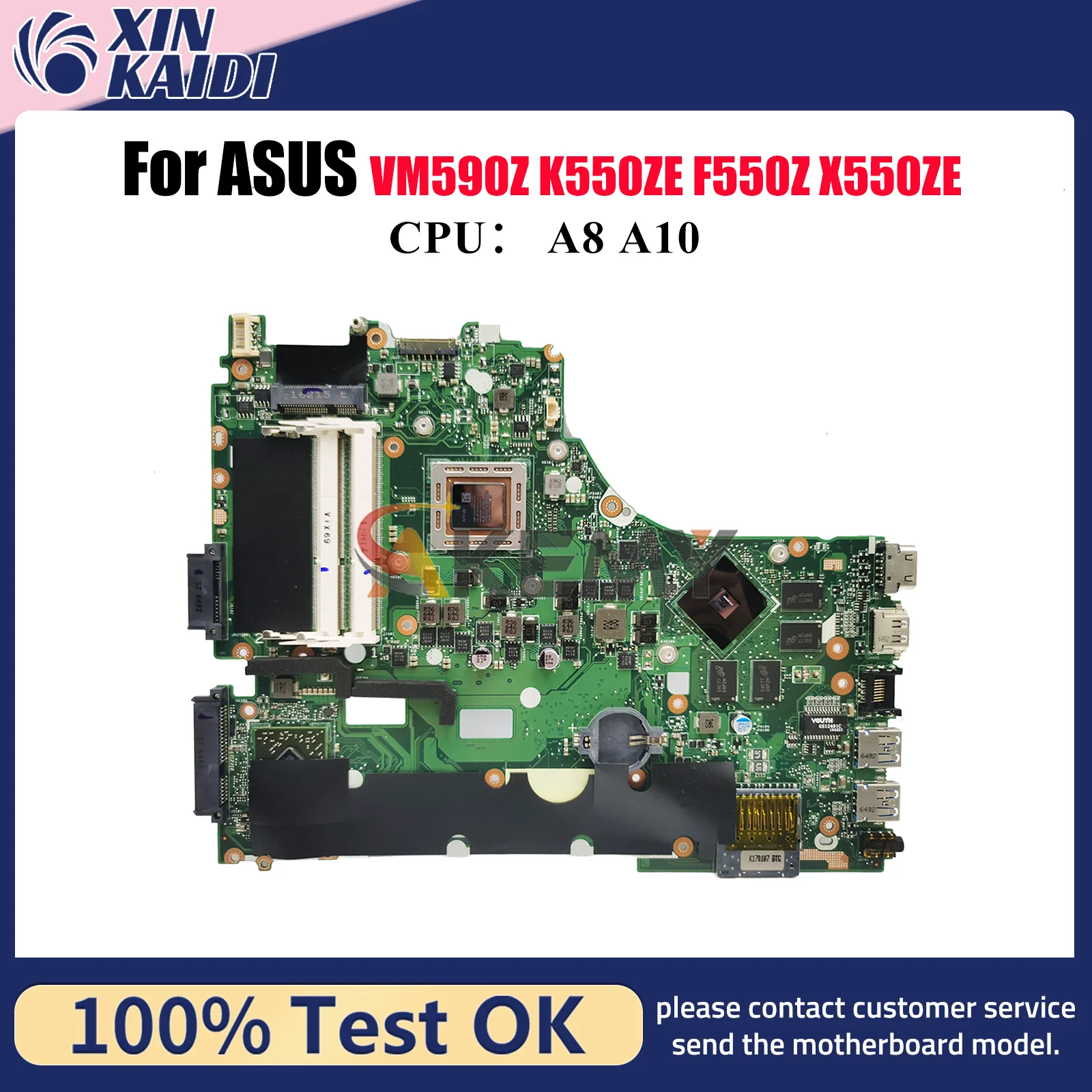 

X550ZE Laptop Motherboard For ASUS VivoBook A550ZE A555Z X550ZE K555Z K550ZE F550ZE VM590Z X550Z Mainboard With A8 A10 CPU stk