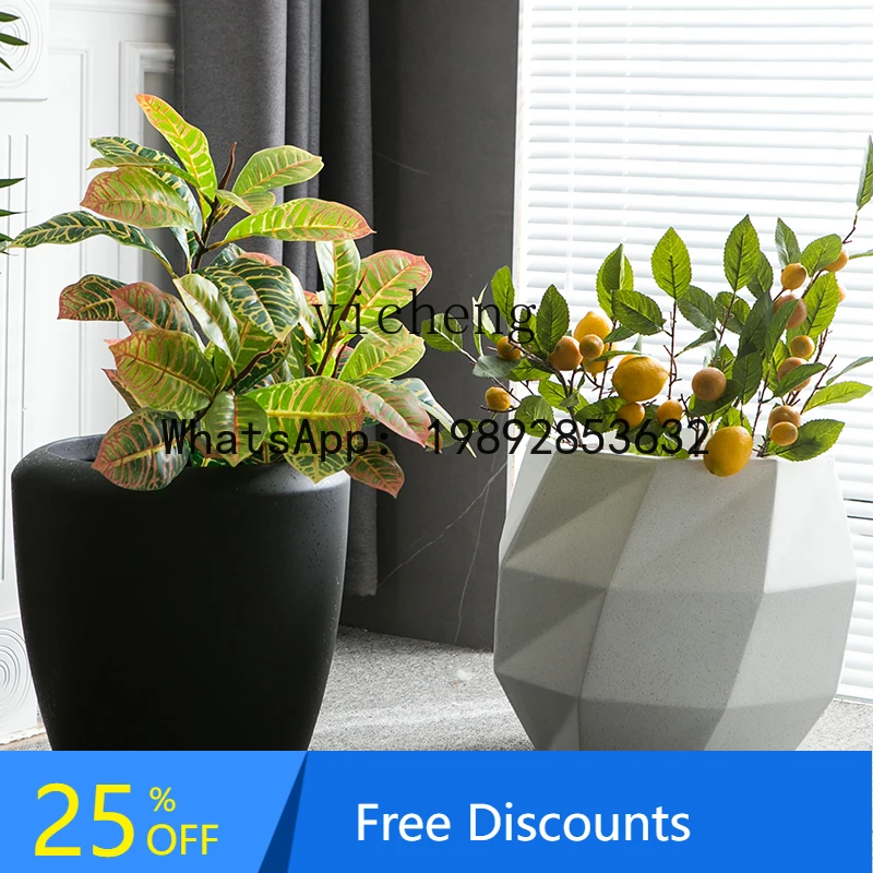 

FZ premium sense landing magnesium mud flower pot rubber tree paradise bird lily bamboo large green plant pot