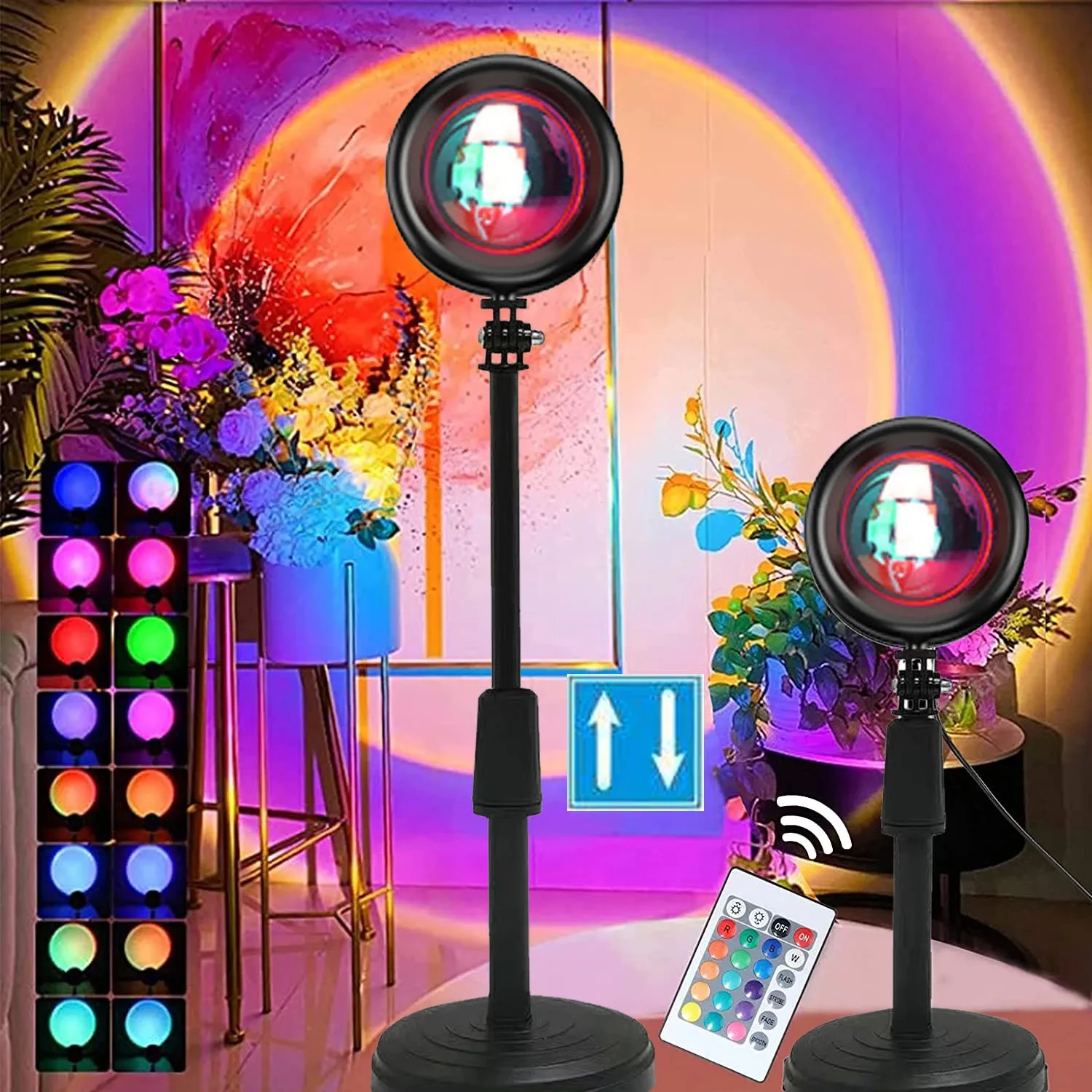 New Rainbow Glow Colorful Vibrant Sunset Night Light Projector - Vibrant Atmosphere Table Lamp for Bedroom Decoration and Tiktok