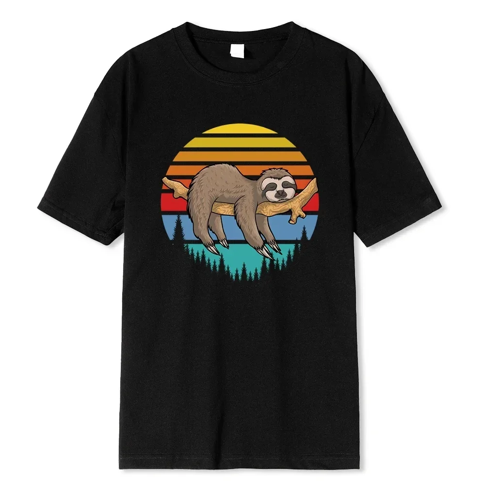 

Hip Hop Cotton Tee 80471 Sloth Sleeps Hanging From Branches Printed Male Clothes Quality Oversize T-Shirts Summer funny style