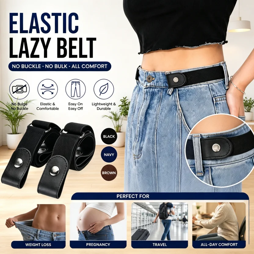 Simple and Fashionable Women'S Belt Elastic Lazy Men'S Belt Woven Invisible and Seamless Unisex Jeans Belt Freely Adjustable