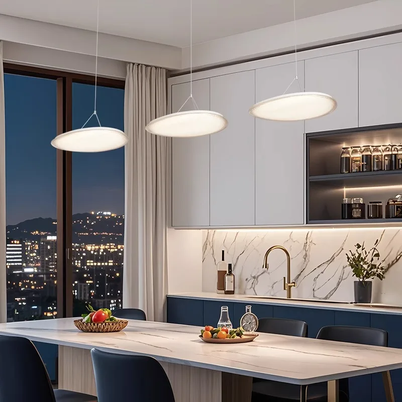 Italian Minimalist Restaurant Acrylic Pendant Light Minimalist Dining Table Bar Long Strip Straight Indoor LED Hanglamps Fixture