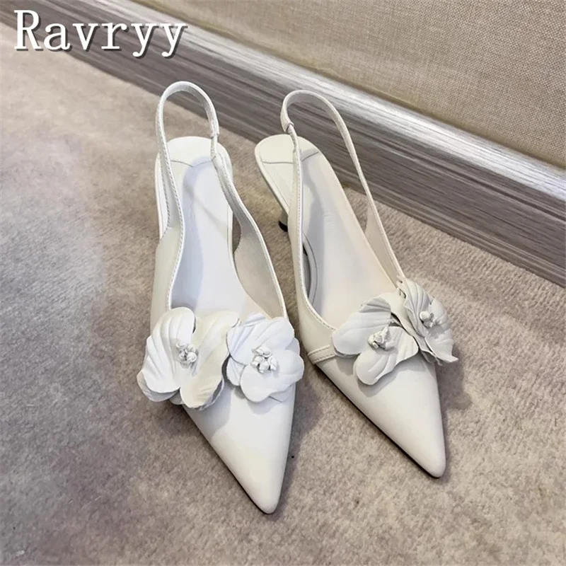 

Туфли-лодочки для невесты с белым цветком орхидеи, сандалии без шнуровки на каблуке с острым носком, новые дизайнерские женские туфли для свадебной вечеринки