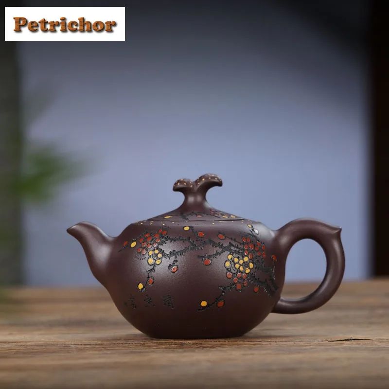 

330ml Exquisite Yixing Purple Clay Teapots Handmade Plum Blossom Bud Pot Raw Ore Purple Mud Kettle Zisha Tea Set Tea Items Craft