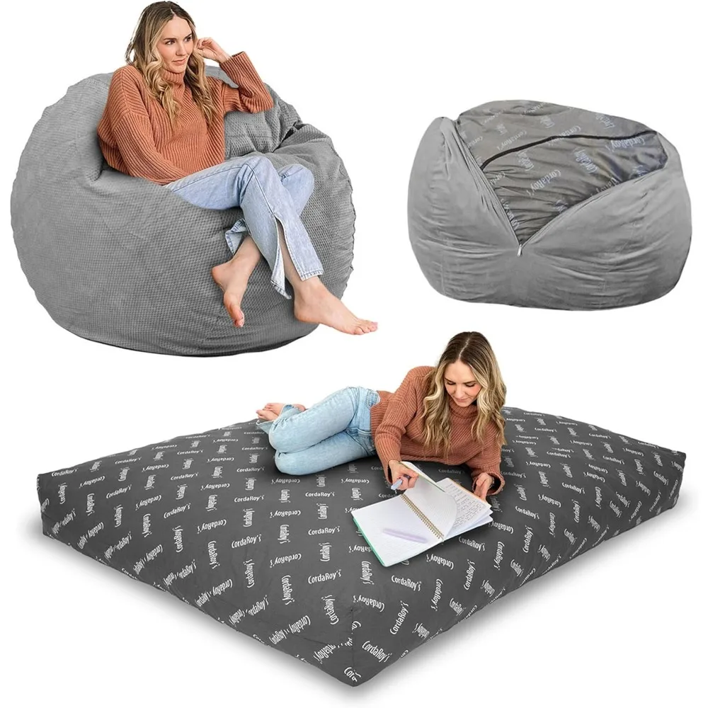 

CordaRoy's Chenille Bean Bag-Convertible Bean Bag Chair-Machine-Washable Chenille Fabric Cover-for Basement,Living Room,Game Roo