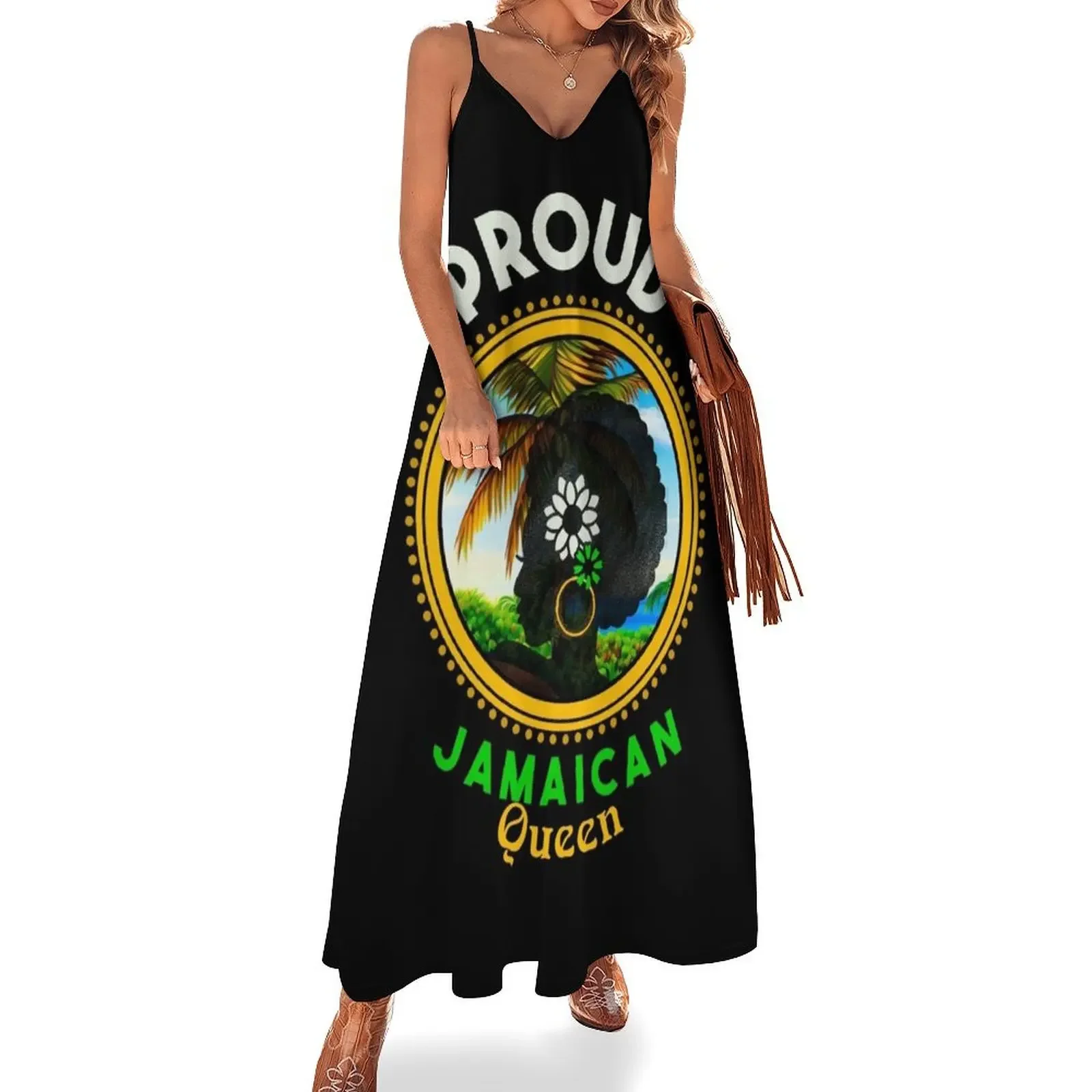 Proud Jamaican Queen Sleeveless Dress summer dresses for women 2025 Summer women's clothing