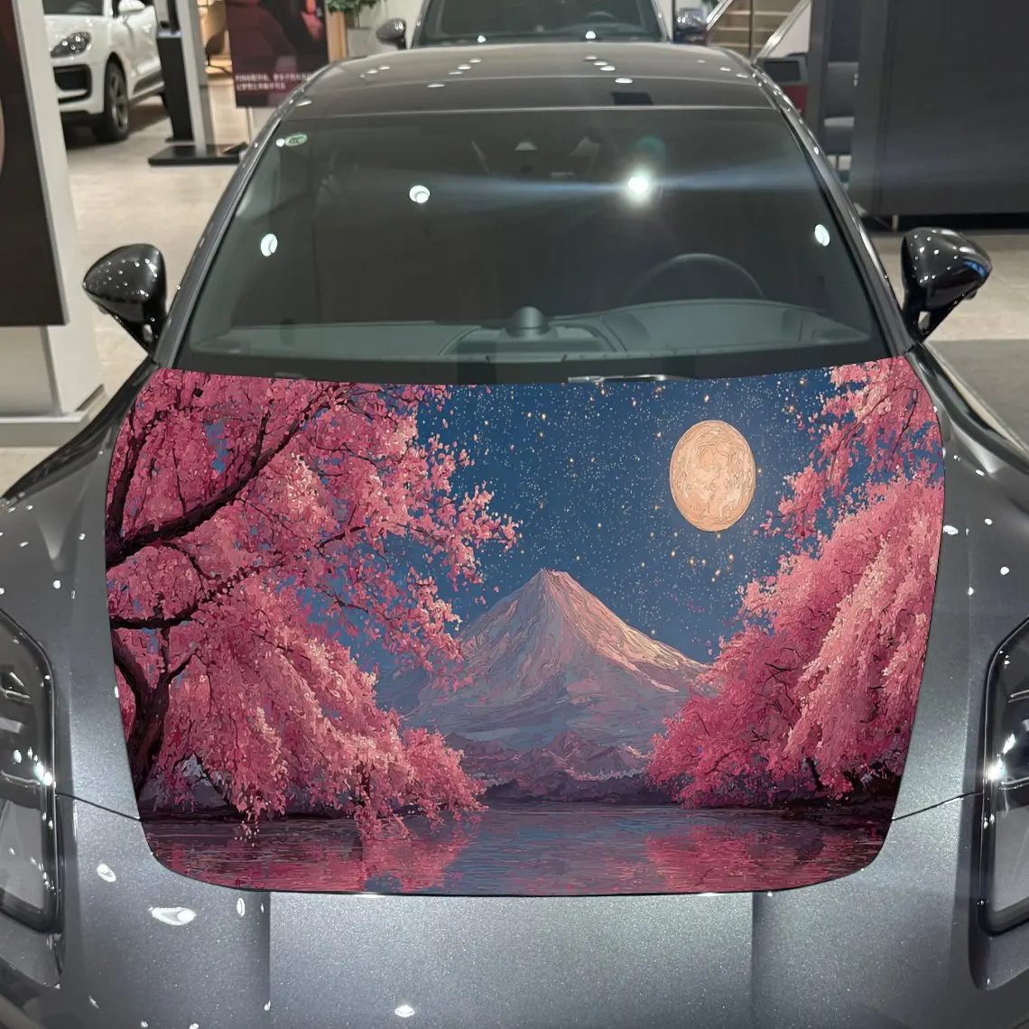 

Cherry Blossom Grove Under a Clear Night Sky Car Hood Vinyl Stickers Car Surface Protection Decal Car Decoration Cover Vinyl Wra