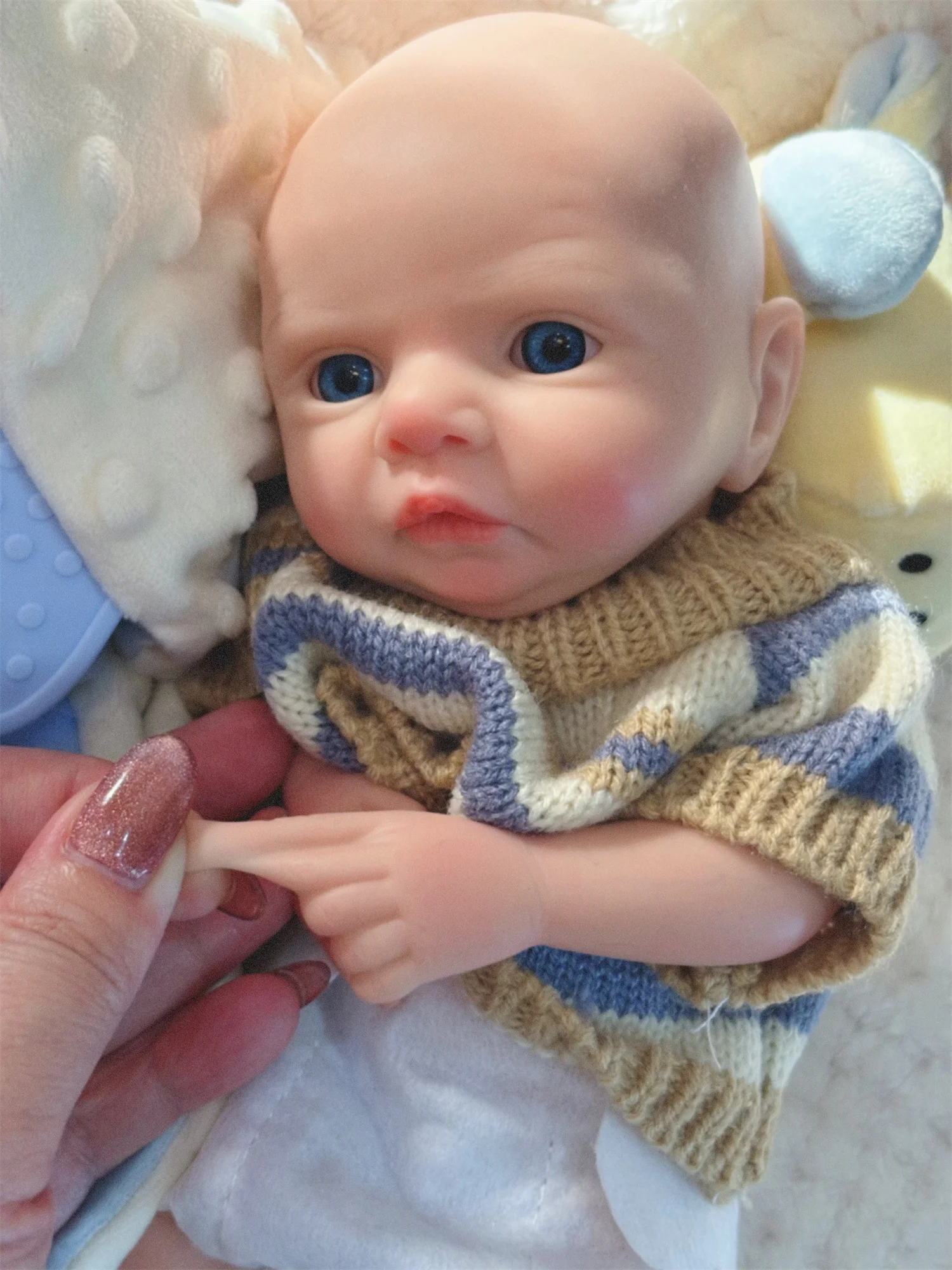 26 cm Können Öffnen Mund Offene Augen Miley Ganzkörper Solide Silikon Bebe Reborn Junge Mit Pullover Outfits Waschbar Neugeborenen Baby junge