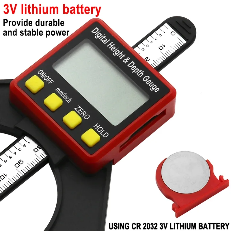 Calibrador de altura de profundidad Digital, calibrador de profundidad de la banda de rodadura Digital, LCD, magnético, apertura de pie automático, 0-80mm