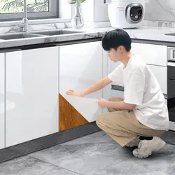 Pegatina autoadhesiva de pared de PVC para renovación de muebles, papel tapiz blanco brillante impermeable para armario, mesa de armario, Decoración de cocina