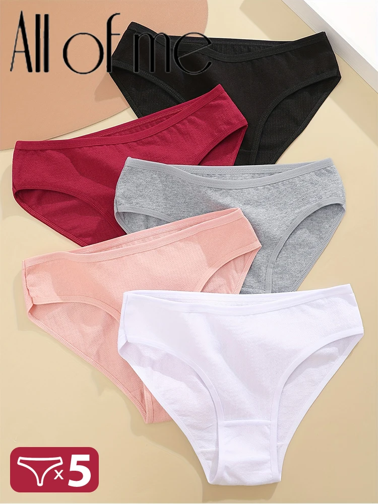 5Pcs Cotton Panties Plus Size Underwear Women Panties Underwear Sexy Female Lingerie Briefs Solid Color Intimate Pantys for Woma