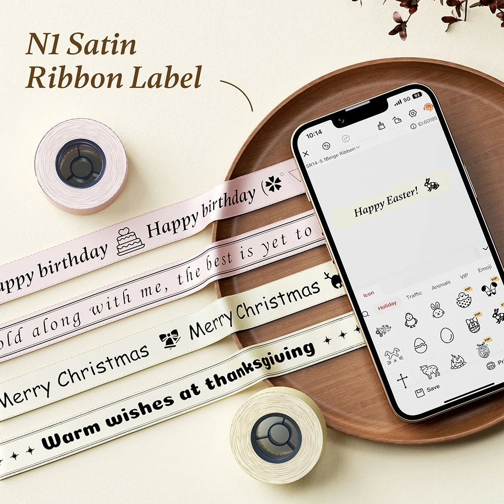 Niimbot Mini Satin Ribbon Tape Printer DIY Arts Crafts Gift Wrapping Color Ribbon Label Machine for Party Decorations view 2
