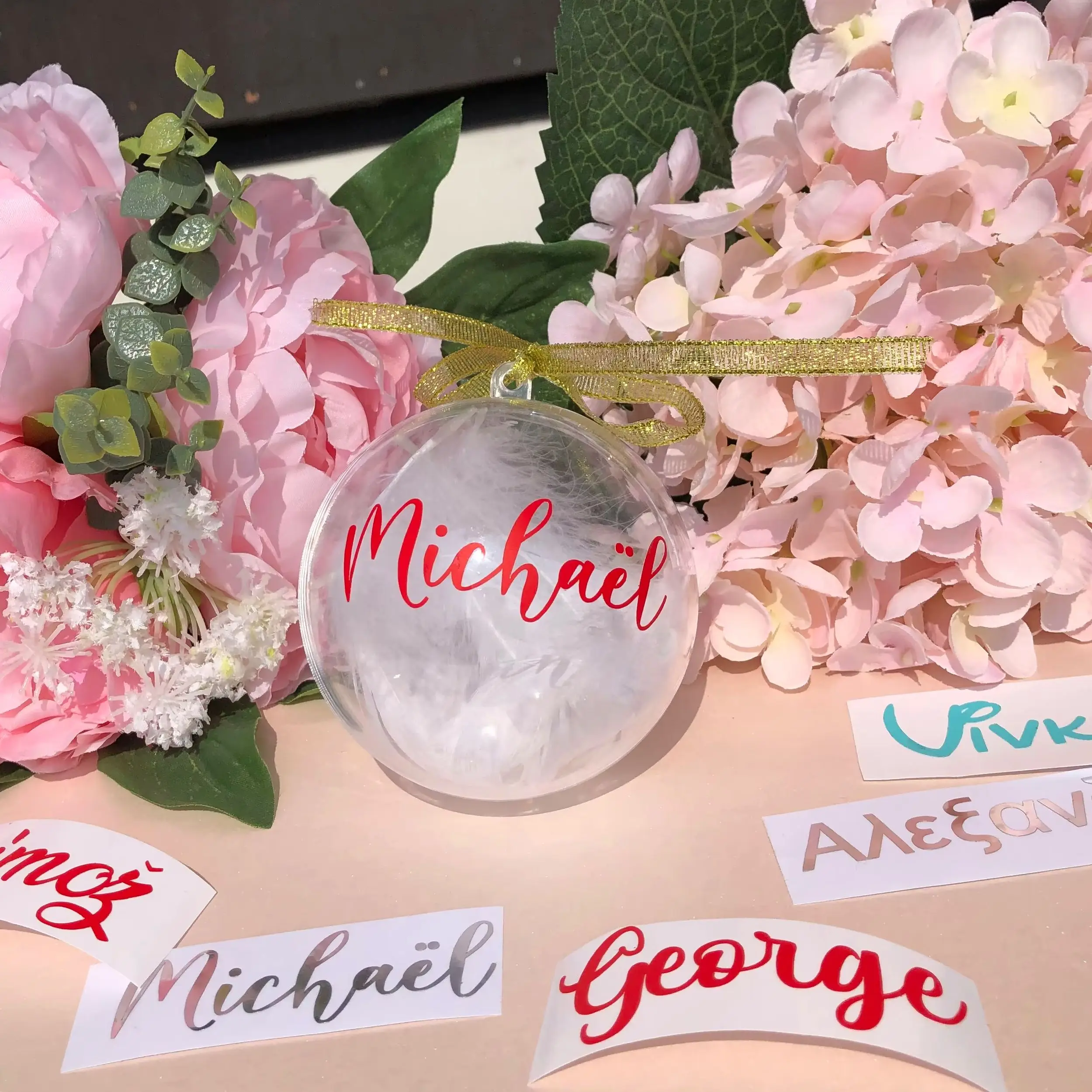 2027 Customizable Christmas Bauble Sticker Decals Vinyl Wedding Names Decoration (Bauble Not Included)