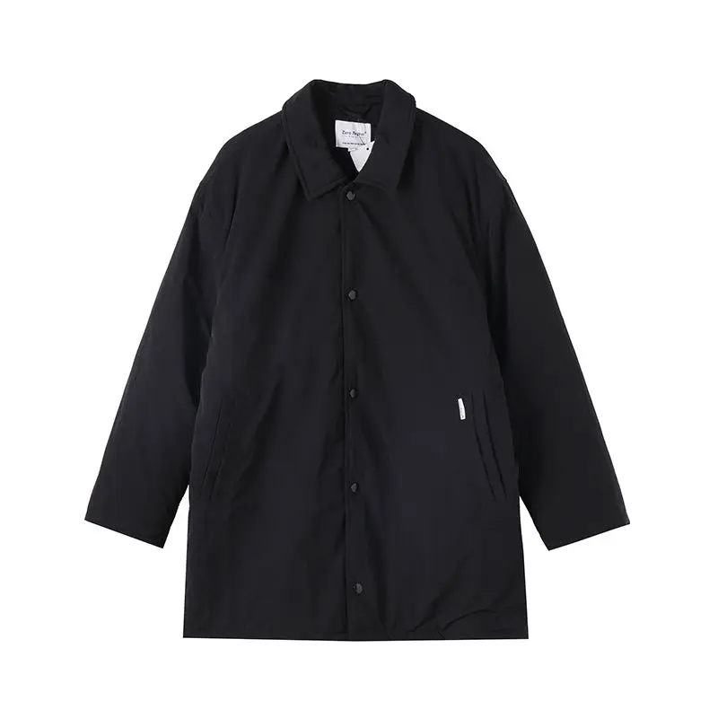 

2024 Winter Workwear Cotton Jacket Men Japanese Vintage Mid Length Loose Fit Padded Casual Coat Youth Fashion Outerwear Tops