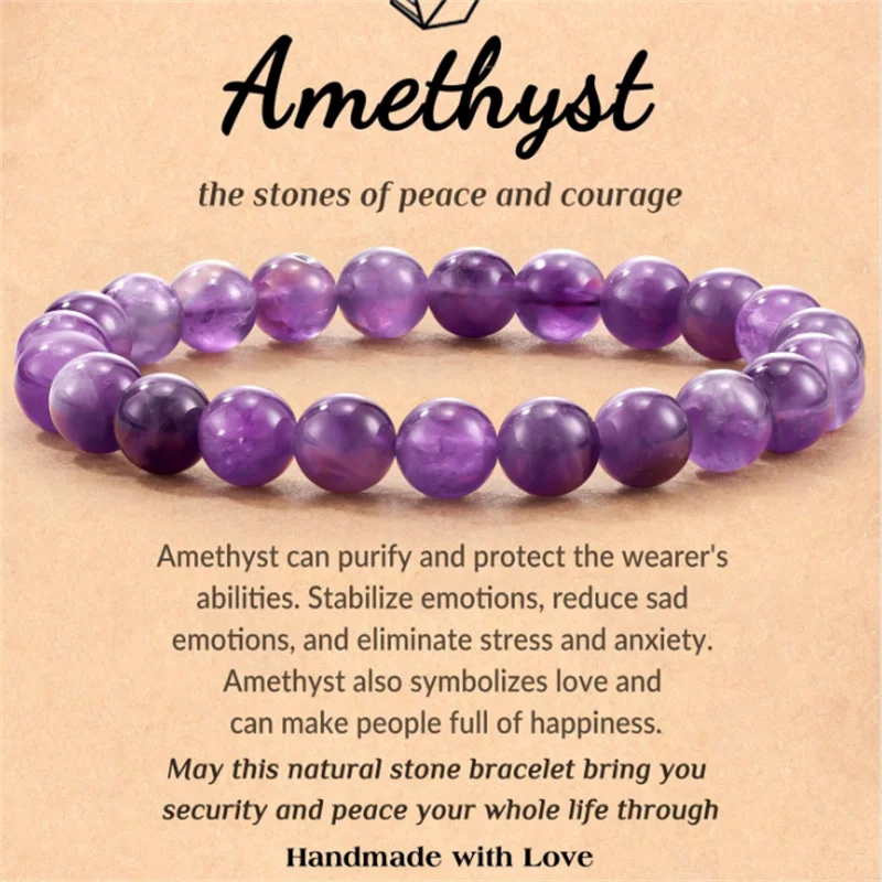 Amethyst Bracelet Made of Real Natural Crystal Beads Body-Purifying Geniune Amethyst Natural Stone Bracelets for Women Pulsera view 3