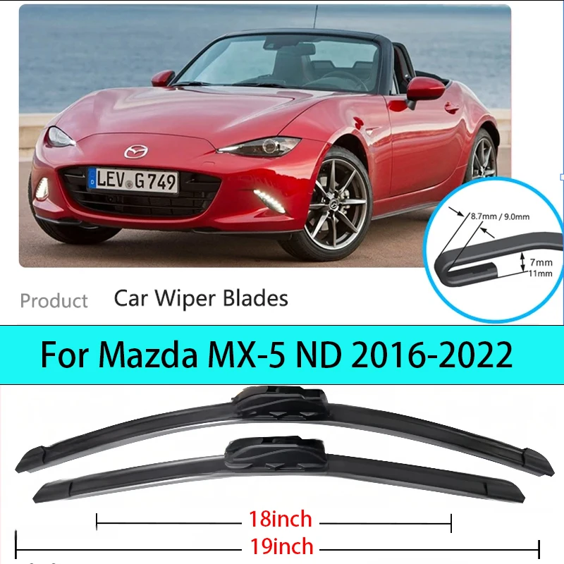 

For Mazda MX-5 MX 5 MX5 ND Roadster 2016 2017 2018 2019 2020 2021 2022 Car Wiper Blade Rubber Front Window Windshield Windscreen