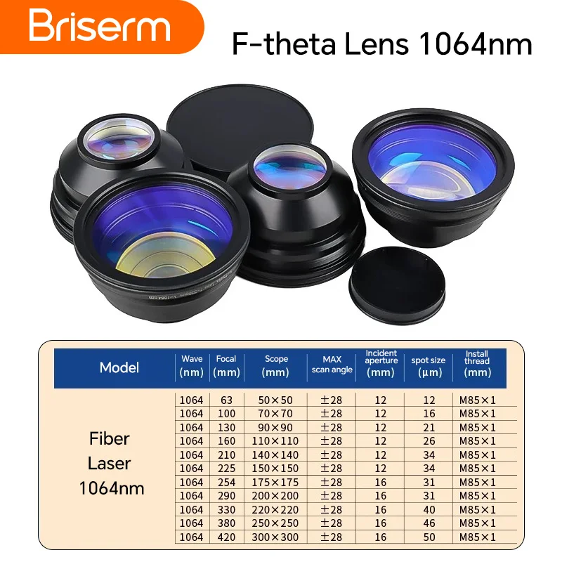 

F-theta Scanner Lens 1064nm Fiber Laser Lens 200x200 110x110 175x175 Focus Laser Scanning Field Lens Galvo System