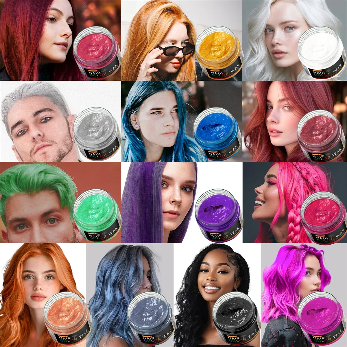 Valentine\'s Day Hair Color Wax for Men & Women Hair Clay Fashion One-Time Temporary Styling Dye Cream Easy Wash Hair Beard Color