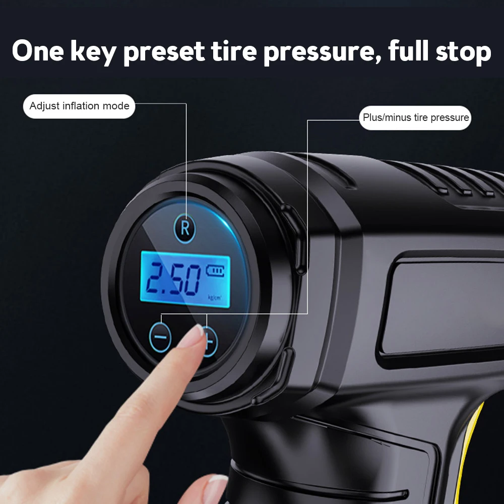 Car Air Pump 120W Wireless/Wired Electric Car Tire Inflatable Pump Portable Air Pump Tire Inflator Digital for Car Bicycle Balls