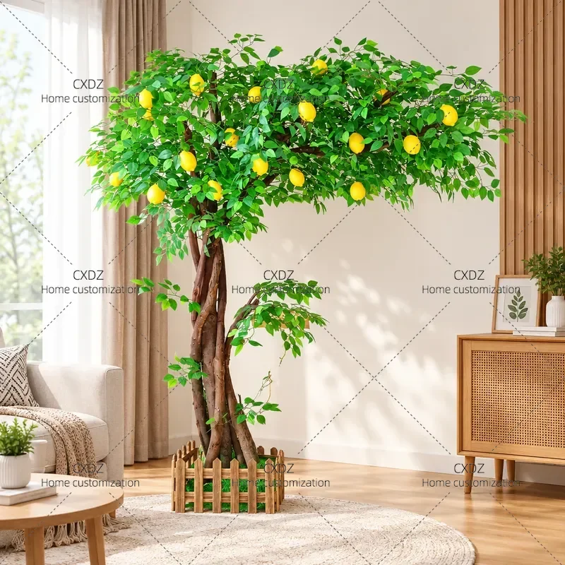 Simulation Lemon Lime Tree Indoor Large Fruit Plant Custom Persimmon Pomegranate Lychee Orange Artificial Decor for Home