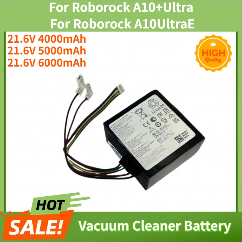 21.6V 4000mAh 5000mAh 6000mAh Battery For Roborock A10+Ultra / A10UltraE Vacuum Cleaner High Quality Replacement Battery