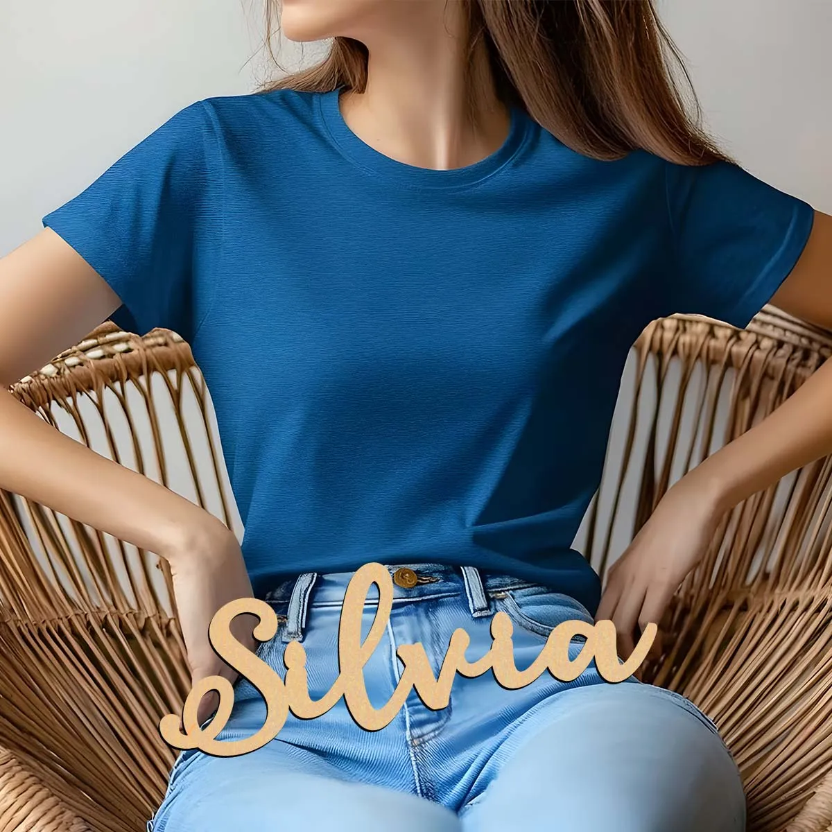 1pc Romantic Silvia example Customizable Text Wood Material Wooden Plaque Wooden Decor Vertical Orientation Door Hanging Decor