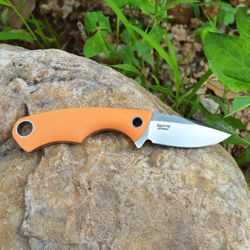 TONIFE Squirrel Fixed Blade Neck Knife Full Tang 4-5/8 Inch Overall with Kydex Sheath and Ball Chain EDC Tools HKT2018