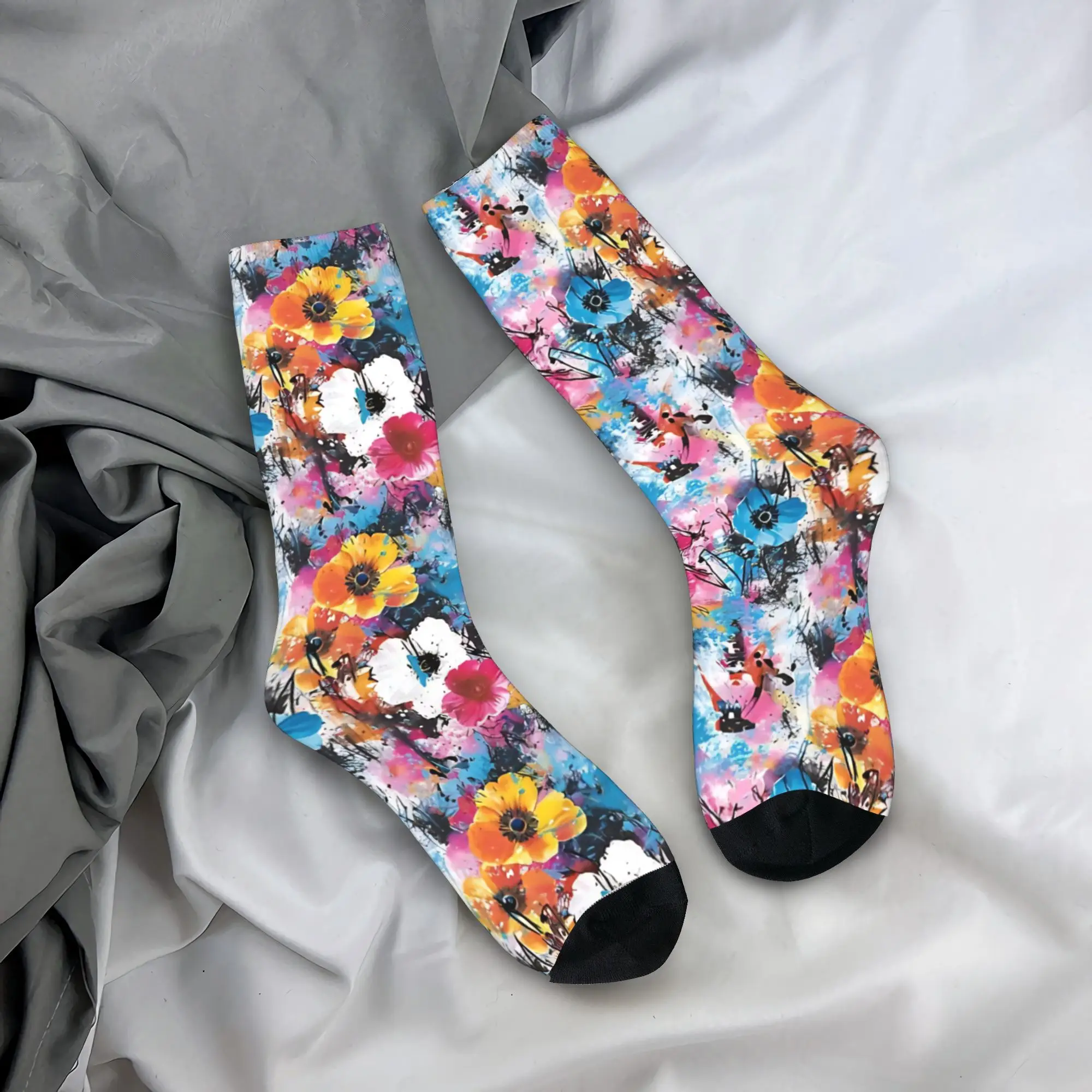 

Носки с рисунком «Цветы» (композит), современные, для взрослых мужчин, высококачественные, осенние, для велоспорта, с графическим принтом, противоскользящие