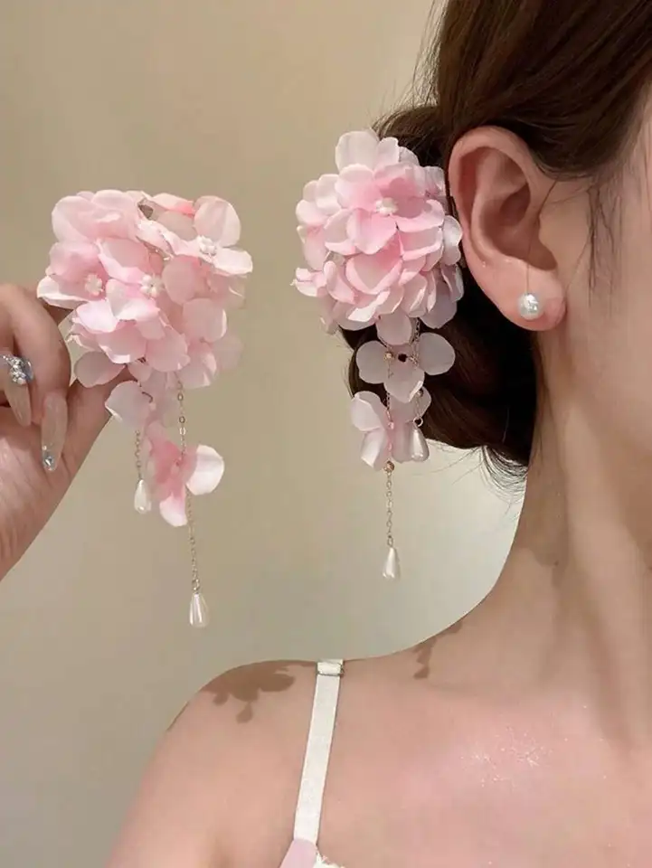Lavender Floral Faux Pearl Hair Clips Set