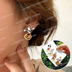 Cartoon Creative Mickey Mouse Pumpkin Series Fashion Small Cute Silver Earrings Girl's Ears Jewelry Accessories Halloween Gifts