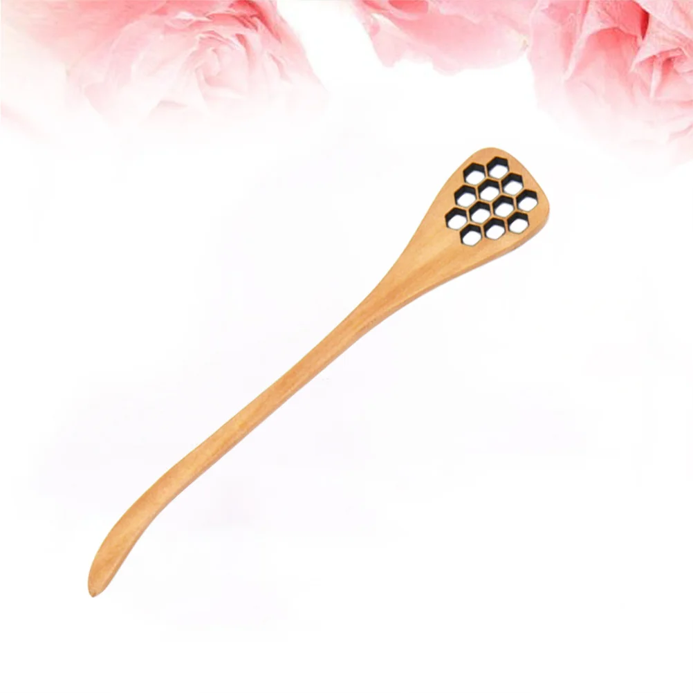 

5pcs Hollow Wooden Spoon Smooth Long Handle For Honey Molasses Maple Syrup Stirring Tea Mixing Dippers Kitchen Bar Tool Hollow