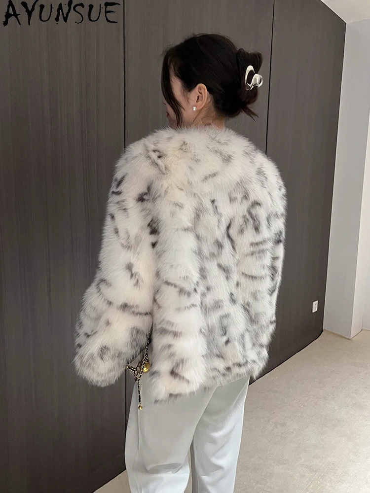 AYUNSUE 2025 Nowa Kurtka Damska z Futra Lisa 100% Naturalne Kurtki z Futra Lisa dla Kobiet Krótkie Luksusowe Okrycia Wierzchnie Ropa Para Mujer
