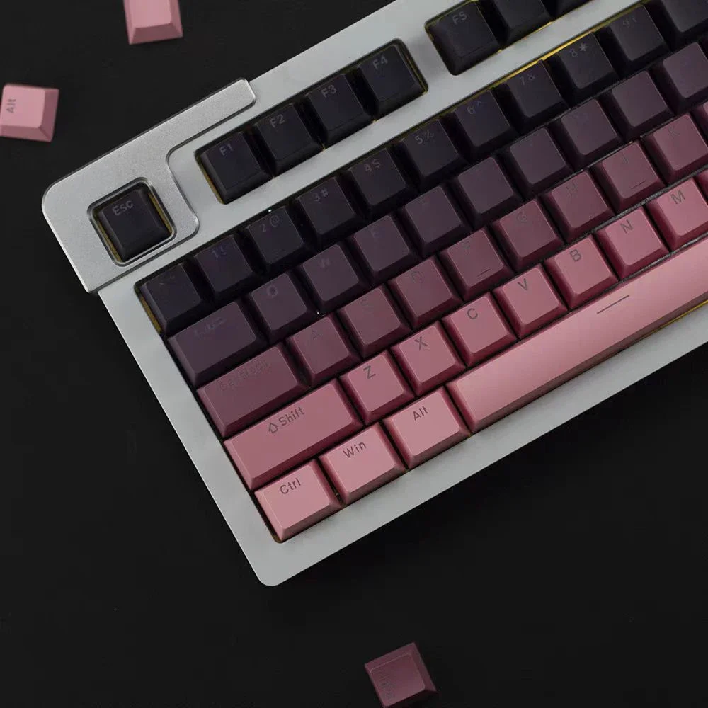 

134 Keys Top Print Shine Through PBT Keycaps Pink and Black OEM Profile Double Shot Keycap for Gateron MX Switches Keyboard