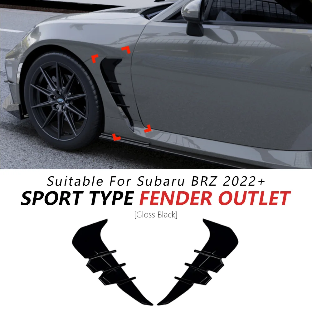 

Fender Air Outlet Wind Blade Trim For Subaru BRZ Toyota GR86 2022+ Glossy Black Sport Bumper Side Spoiler Trim Decor Car Update