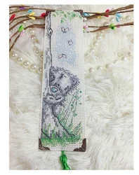 2 Bear Craft Cross Stitch Bookmark, Plastic Fabric, Needlework Embroidery Crafts, Counted Cross-Stitching Kit, Christmas