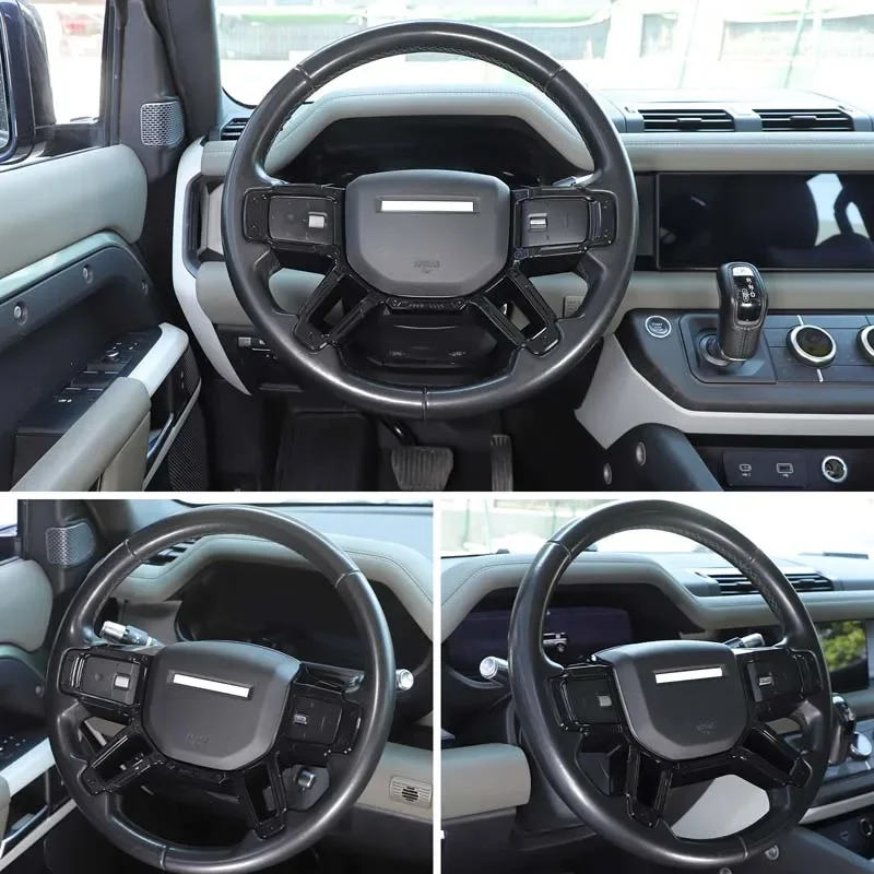 لاند روفر ديفندر 90 110 130 2020-2025 ABS ألياف الكربون عجلة توجيه سيارة غطاء إطاري الكسوة اكسسوارات السيارات الداخلية