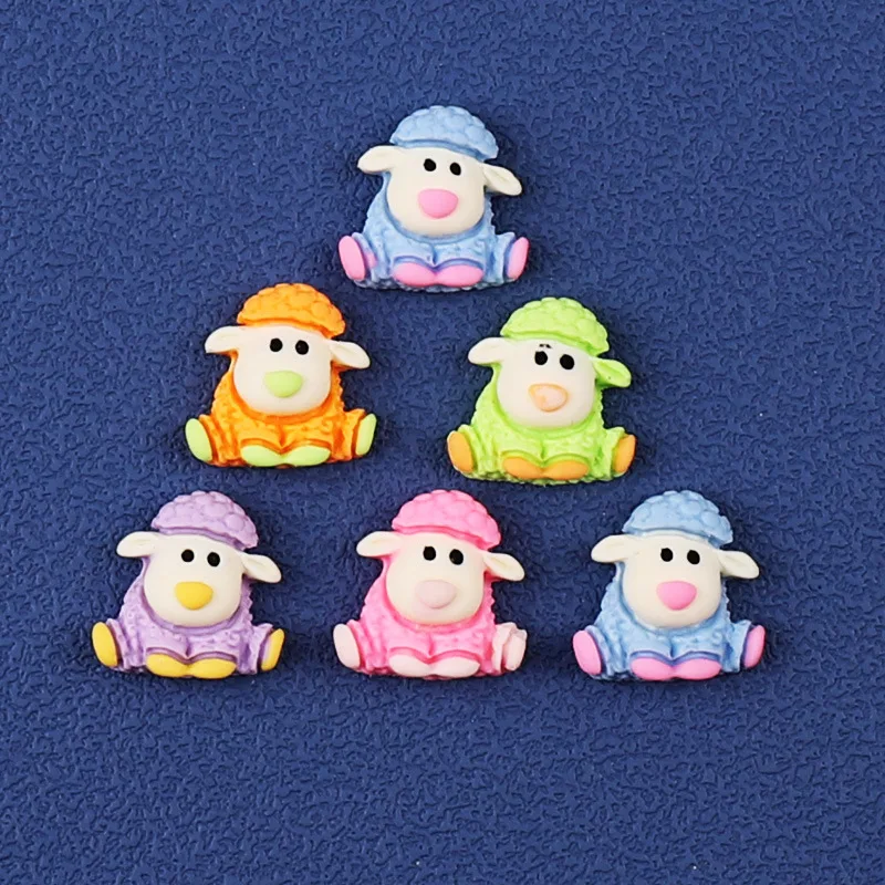 kawaii Sheep Resin Accessories for Decoration 20pcs Cute Cartoon Flatback Cabochons for Scrapbooking Embellishments Charms