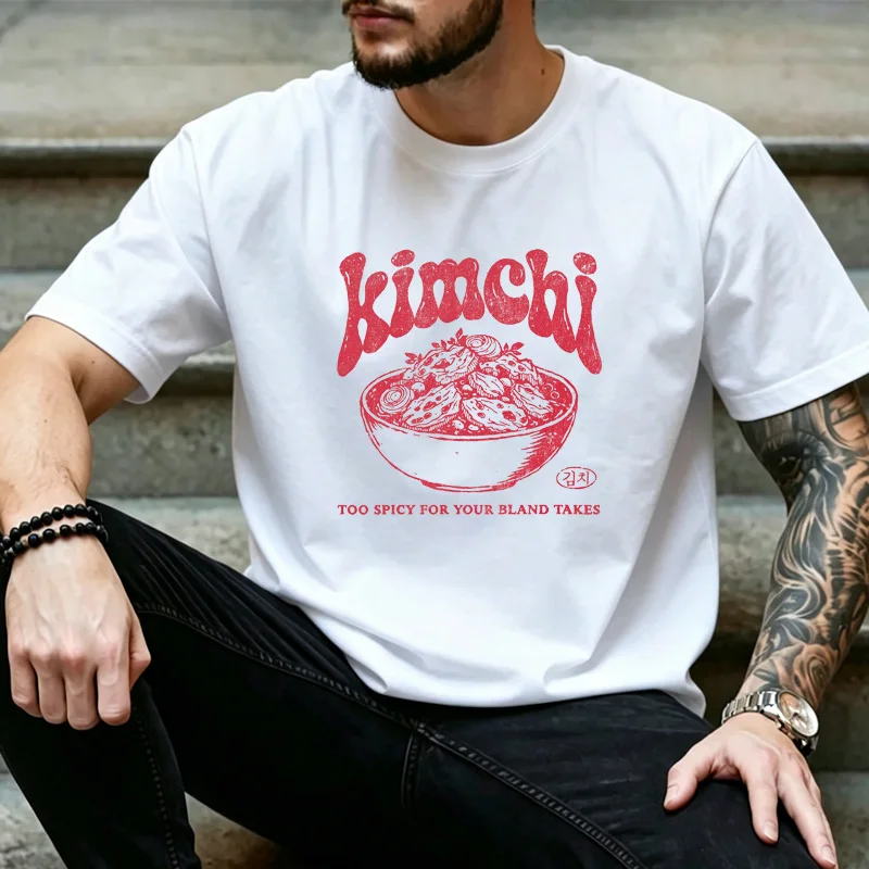Футболка унисекс с ретро-принтом и надписью «Kimchi Bowl», в стиле корейской традиционной кухни, повседневная уличная одежда