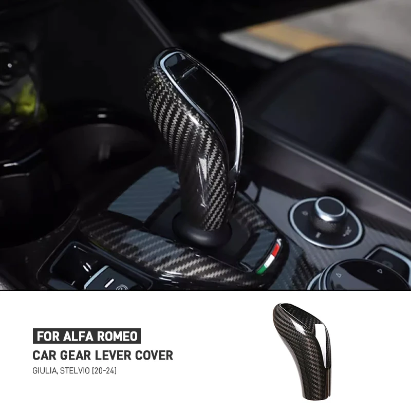 

Car Gear Shift Head Knob Decorative Cover Trim Sticker Real Carbon Fiber Car Accessories For Alfa Romeo Giulia/Stelvio 2020-2024